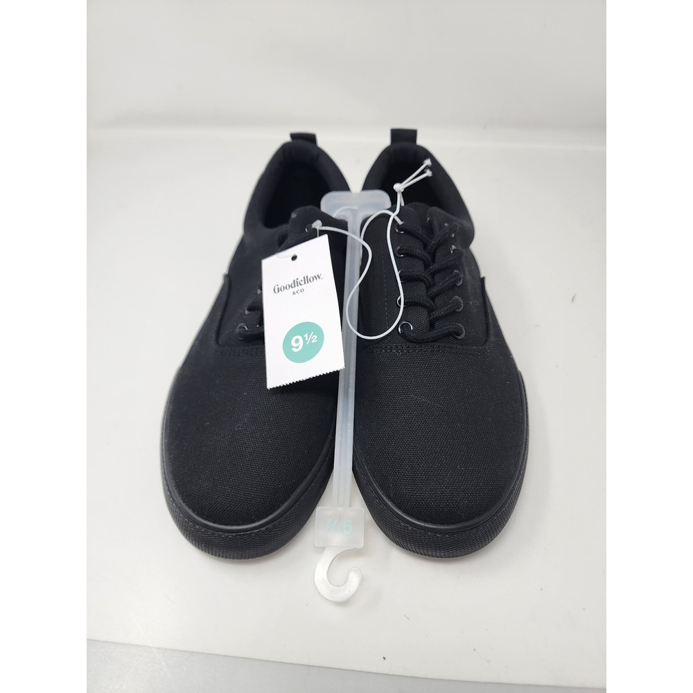 Goodfellow & Co Mens Low Top Lace Up Sneakers Black Canvas Casual Size 9.5